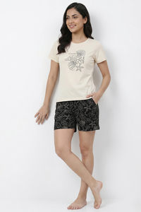 Zivame Knit Cotton Short Set - Black Beauty — thumbnail 5